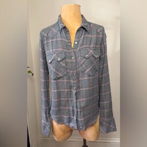 Free People Plaid Button Down Shirt